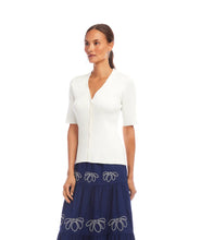 Load image into Gallery viewer, Karen Kane Short Sleeve Ribbed Cardigan Sweater, Off White

