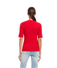 Load image into Gallery viewer, Karen Kane Short Sleeve Ribbed Cardigan Sweater, Red
