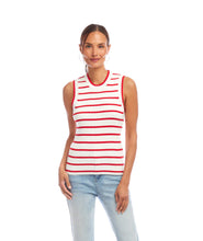 Load image into Gallery viewer, Karen Kane Stripe Ribbed Sweater Tank, Red
