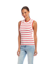 Load image into Gallery viewer, Karen Kane Stripe Ribbed Sweater Tank, Red

