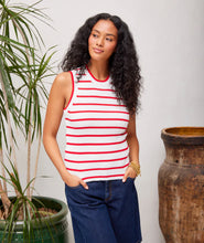Load image into Gallery viewer, Karen Kane Stripe Ribbed Sweater Tank, Red
