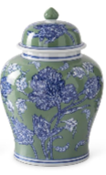 Blue, Green & White Floral Ceramic Vase, 3 Sizes, Sold Individually