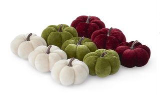 2" Burgundy Cream & Green Velvet Filler Pumpkins