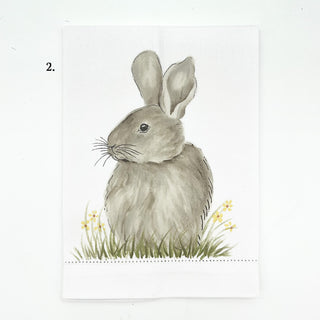 Bunny Hand-Painted Cotton Guest Towels Assorted