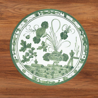 Beatriz Ball Vida Faenza and Leopard Reversible Placemats Set of 4 in Green & White