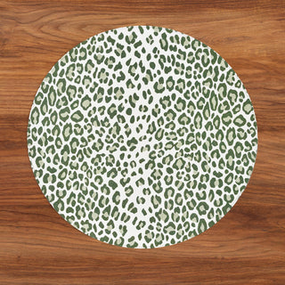 Beatriz Ball Vida Faenza and Leopard Reversible Placemats Set of 4 in Green & White