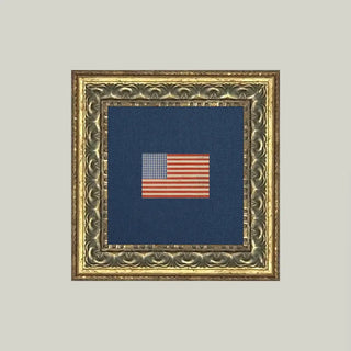 Gingham Flag Framed Antique Art 6"x6"