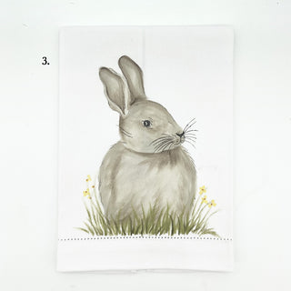 Bunny Hand-Painted Cotton Guest Towels Assorted