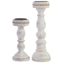 Load image into Gallery viewer, Distressed White Twisted Edge Candle Holders Assorted
