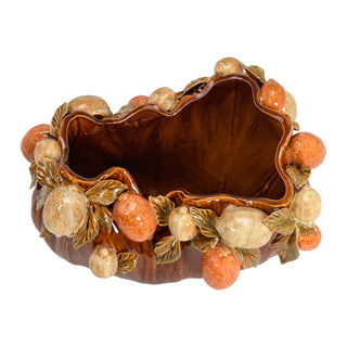 Decorative bowl with fruit and leaf design on a white background. Havina Short Vase