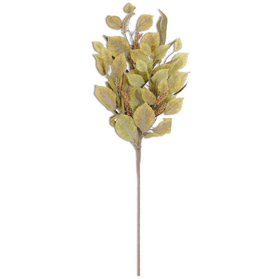 Green Birch Leaves Stem with Eva Leaves and Berry Spikes