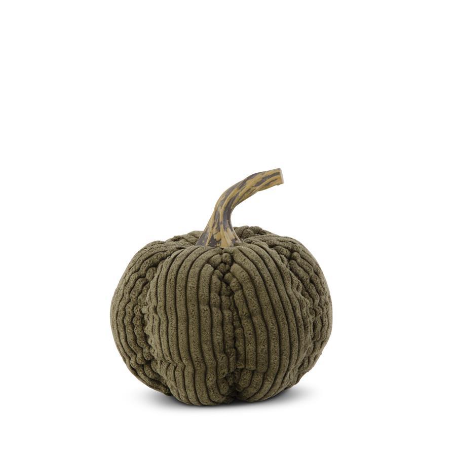 Small Khaki Green Corduroy Pumpkin