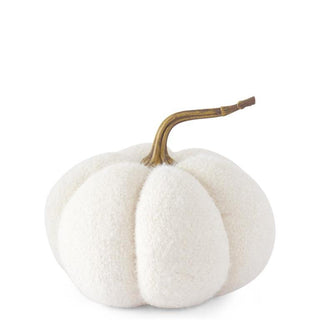 Medium Fuzzy White Knit Pumpkin