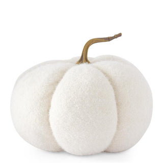 Large Fuzzy White Knit Pumpkin