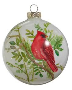 Cardinal on Branch Ball Ornament Assorted