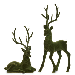 21" Green Flocked Deer Assorted