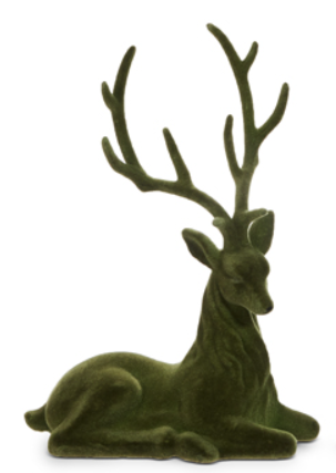 21" Green Flocked Deer Assorted