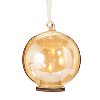 Gold Iridescent Ornament with Ivory Tealight