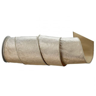 4" Champagne Gold Metallic Taffeta Ribbon - Sold by the Foot