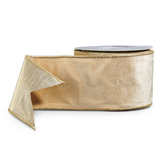 4" Gold Velvet Wired Ribbon - SOLD BY THE FOOT shimmer gift wrap Christmas festive