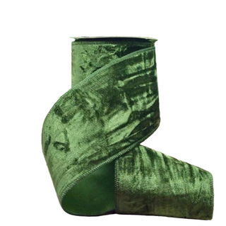 4" Hunter Crushed Velvet Ribbon