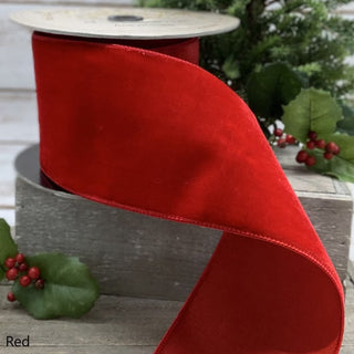 4" Lush Velvet and Dupion Red Ribbon - SOLD BY THE FOOT