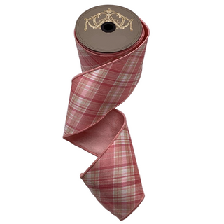4" Shades of Pink Plaid Dupion Bias Cut Ribbon