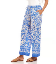 Load image into Gallery viewer, Karen Kane Drawstring Pants, Blue Floral Paisley
