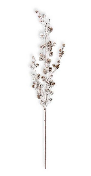 Flocked Twig and Mini Pinecone Stem 30"