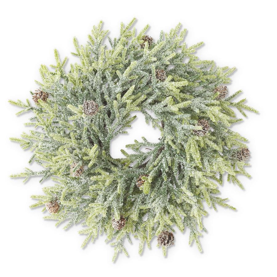 Snowy Juniper Wreath with Mini Pinecones 17