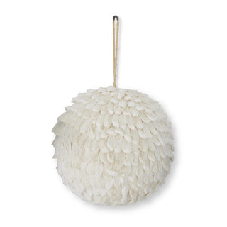White Petal Leaf Ball Ornament Assorted