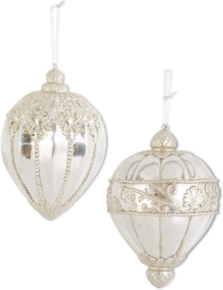 Silver Glittered Shatterproof Finial Ornament Assorted