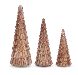 Frosted Copper LED Mercury Glass Trees Assorted Sizes
