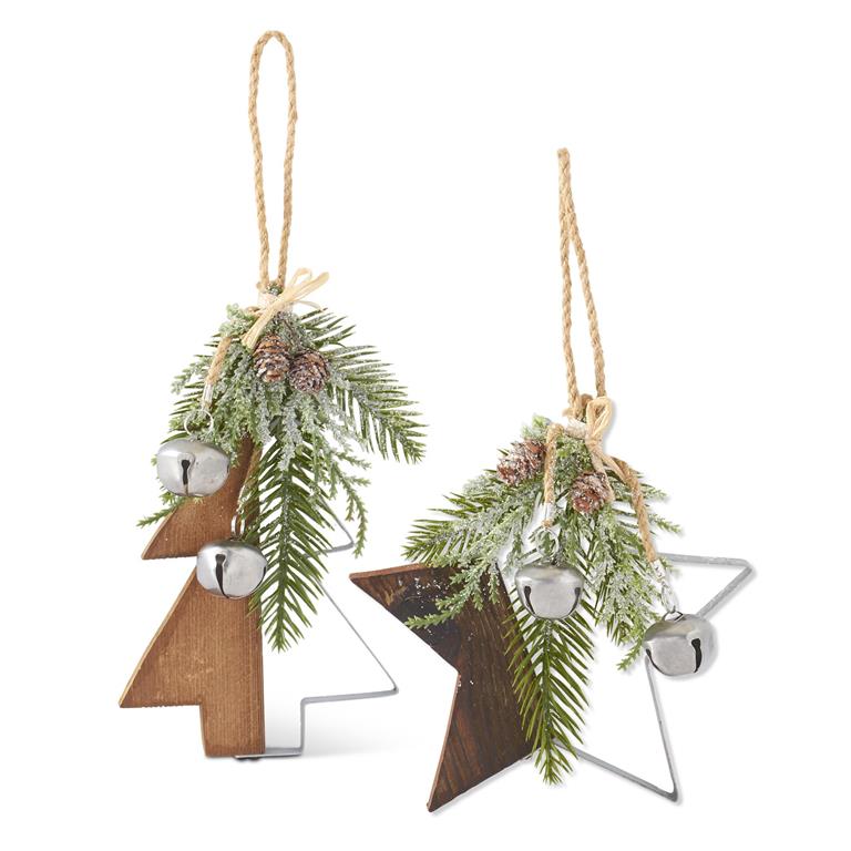 Glittered Wood & Silver Ornament