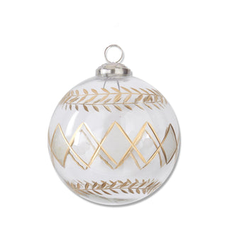 Gold Gilded Diamond Etched Clear Glass Ornament