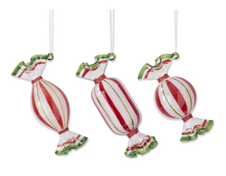 Red & Green Glass Candy Ornaments Assorted Styles