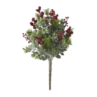 Boxwood, Pine & Red Berries Bush