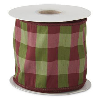 Red & Green Plaid Wired Ribbon 4" SOLD BY THE FOOT