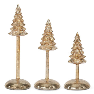 Gold Mercury Glass LED Christmas Tree Finials with Timers
