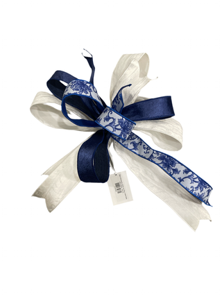 Blue Chinoiserie, White and Blue Velvet Bow