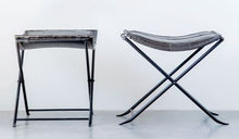 Load image into Gallery viewer, Charcoal Leather &amp; Metal Stool
