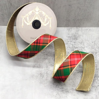 Diagonal Asher Plaid Dupion 1.5" Ribbon - Sold by the Foot