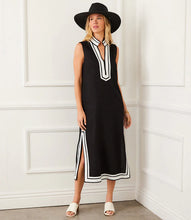 Load image into Gallery viewer, Karen Kane St. Tropez Sleeveless Midi Dress, Black with Off White
