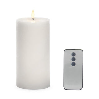 7.75" White LED Wax Pillar Candle with Timer