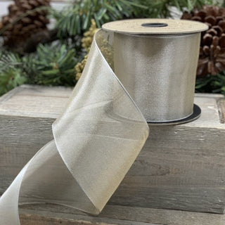 Champagne Metallic Mesh Ribbon 3" sold by the foot