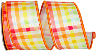 Pastel Check Wired Ribbon 2.5" SOLD BY THE FOOT