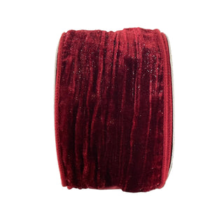 Red Shimmer Burnout Wired Ribbon 4" - SOLD BY THE FOOT