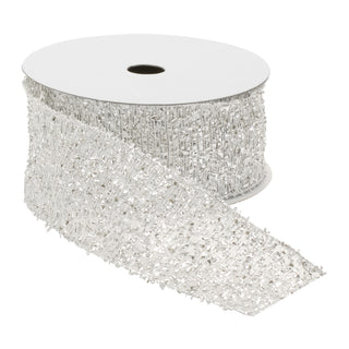 Silver Glitter Ribbon 4" - Sold by the foot