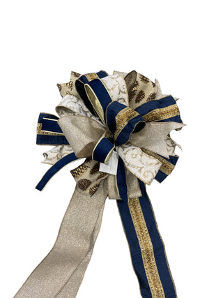 Blue and Gold Shimmer Bow