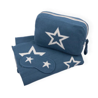 Star Shine Throw Blanket, Tote & Eye Mask in Steel Blue/Linen